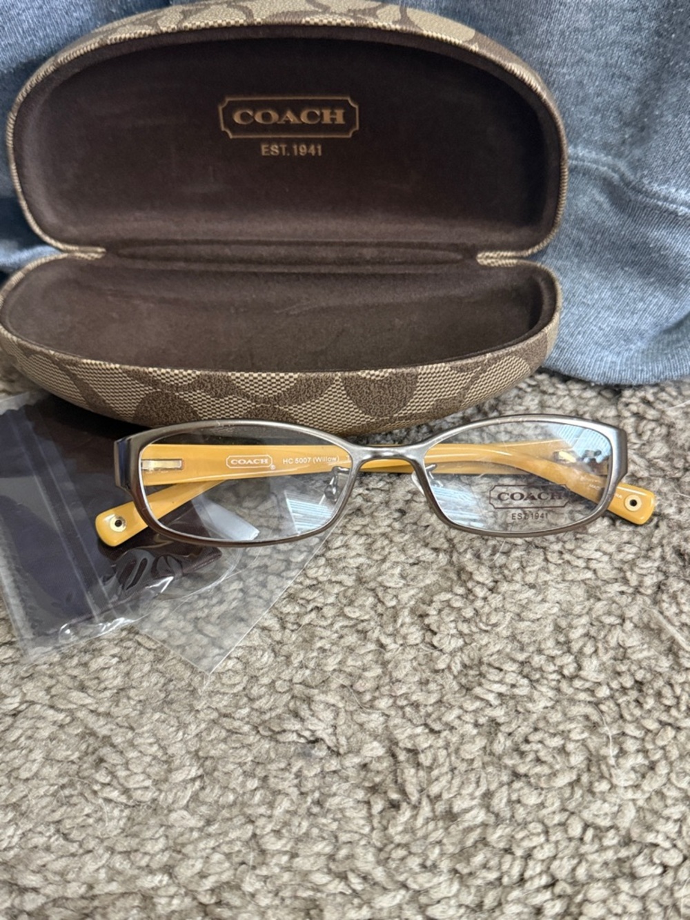 Coach Women's Rectangular Eyeglasses in Brown and Yellow - Picture 8 of 9